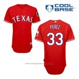 Maglia Baseball Uomo Texas Rangers Martin Perez 33 Rosso Alternato Cool Base