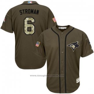 Maglia Baseball Uomo Toronto Blue Jays 6 Marcus Stroman Verde Salute To Service