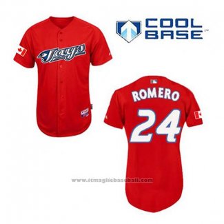 Maglia Baseball Uomo Toronto Blue Jays Ricky Romero 24 Rosso Cool Base