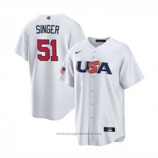 Maglia Baseball Uomo USA 2023 Brady Singer Replica Bianco