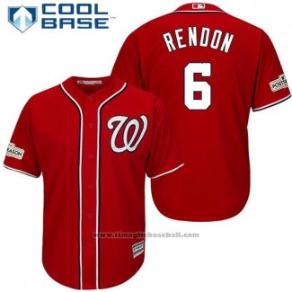 Maglia Baseball Uomo Washington Nationals 2017 Postseason Anthony Rendon Rosso Cool Base