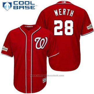 Maglia Baseball Uomo Washington Nationals 2017 Postseason Jayson Werth Rosso Cool Base