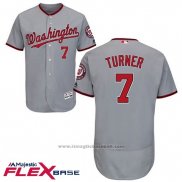 Maglia Baseball Uomo Washington Nationals 7 Trea Turner Grigio Flex Base 7 Trea Turner Blu Flex Base