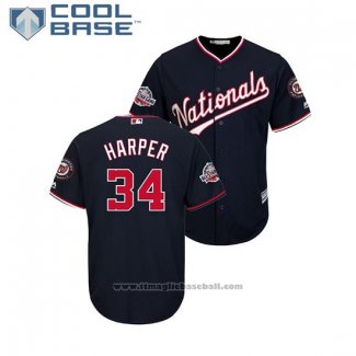 Maglia Baseball Uomo Washington Nationals Bryce Harper Cool Base Alternato Replica Blu