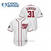 Maglia Baseball Uomo Washington Nationals Max Scherzer Cool Base Bianco