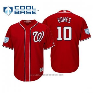 Maglia Baseball Uomo Washington Nationals Yan Gomes Cool Base Allenamento Primaverile 2019 Rosso