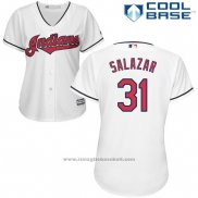 Maglia Baseball Donna Cleveland Indians 31 Danny Salazar Bianco Autentico Collection Cool Base