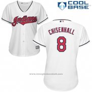 Maglia Baseball Donna Cleveland Indians 8 Lonnie Chisenhall Bianco Cool Base