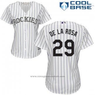 Maglia Baseball Donna Colorado Rockies Jorge De La Rosa 29 Bianco Autentico Collection Cool Base