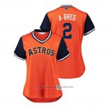 Maglia Baseball Donna Houston Astros Alex Bregman 2018 LLWS Players Weekend A Breg Orange