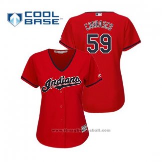 Maglia Baseball Donna Indians Carlos Carrasco Cool Base Alternato 2019 Rosso