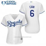 Maglia Baseball Donna Kansas City Royals Lorenzo Cain 6 Bianco Home Cool Base