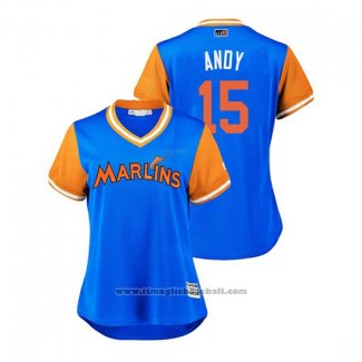 Maglia Baseball Donna Miami Marlins Brian Anderson 2018 LLWS Players Weekend Andy Blu