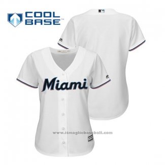 Maglia Baseball Donna Miami Marlins Cool Base Home Personalizzate 2019 Bianco