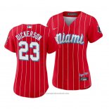 Maglia Baseball Donna Miami Marlins Corey Dickerson 2021 City Connect Sugar Kings Rosso