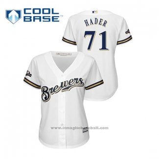 Maglia Baseball Donna Milwaukee Brewers Josh Hader 2019 Postseason Cool Base Bianco