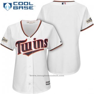 Maglia Baseball Donna Minnesota Twins 2017 Postseason Bianco Cool Base