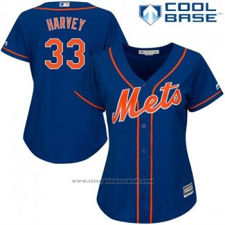 Maglia Baseball Donna New York Mets Matt Harvey Cool Base Blu