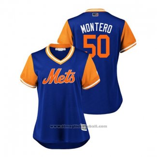 Maglia Baseball Donna New York Mets Rafael Montero 2018 LLWS Players Weekend Montero Blu