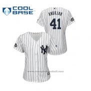 Maglia Baseball Donna New York Yankees Miguel Andujar 2019 London Series Cool Base Bianco