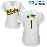 Maglia Baseball Donna Oakland Athletics Billy Burns Bianco Autentico Collection Cool Base