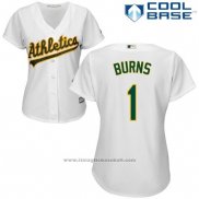 Maglia Baseball Donna Oakland Athletics Billy Burns Bianco Autentico Collection Cool Base