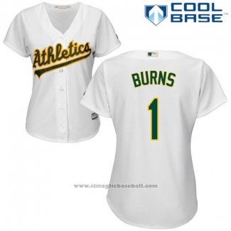 Maglia Baseball Donna Oakland Athletics Billy Burns Bianco Autentico Collection Cool Base