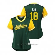 Maglia Baseball Donna Oakland Athletics Chad Pinder 2018 LLWS Players Weekend Chi Verde