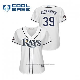 Maglia Baseball Donna Tampa Bay Rays Kevin Kiermaier 2019 Postseason Cool Base Bianco