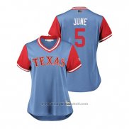 Maglia Baseball Donna Texas Rangers Willie Calhoun 2018 LLWS Players Weekend June Blu