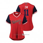 Maglia Baseball Donna Washington Nationals Ryan Zimmerman 2018 LLWS Players Weekend Zim Rosso