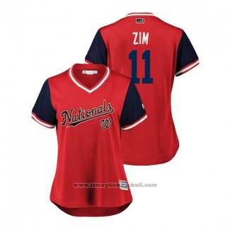 Maglia Baseball Donna Washington Nationals Ryan Zimmerman 2018 LLWS Players Weekend Zim Rosso