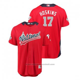 Maglia Baseball Uomo All Star Philadelphia Phillies Rhys Hoskins 2018 Home Run Derby National League Rosso