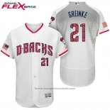 Maglia Baseball Uomo Arizona Diamondbacks 2017 Stelle e Strisce 21 Zack Greinke Bianco Flex Base