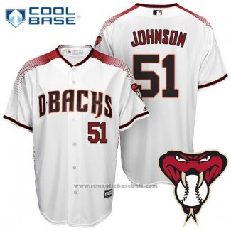 Maglia Baseball Uomo Arizona Diamondbacks 51 Randy Johnson Cool Base Bianco2