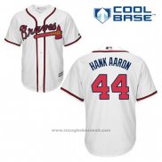 Maglia Baseball Uomo Atlanta Braves 44 Hank Aaron Bianco Home Cool Base