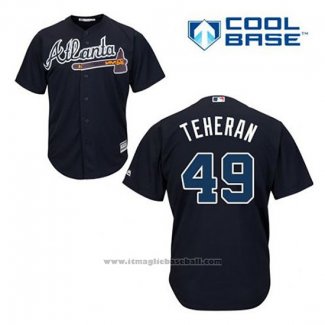 Maglia Baseball Uomo Atlanta Braves 49 Julio Teheran Blu Alternato Cool Base