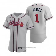 Maglia Baseball Uomo Atlanta Braves Ozzie Albies Autentico 2020 Road Grigio