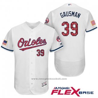 Maglia Baseball Uomo Baltimore Orioles 2017 Stelle E Strisce 39 Kevin Gausman Bianco Flex Base