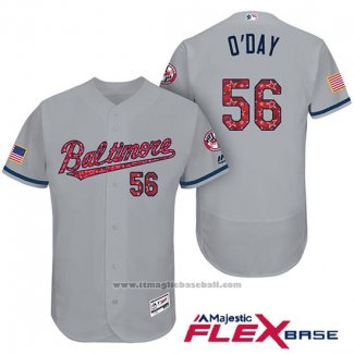 Maglia Baseball Uomo Baltimore Orioles 2017 Stelle E Strisce 56 Darren O'day Grigio Flex Base