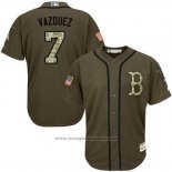 Maglia Baseball Uomo Boston Red Sox 7 Christian Vazquez Verde Salute To Service