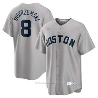 Maglia Baseball Uomo Boston Red Sox Carl Yastrzemski Road Cooperstown Collection Grigio