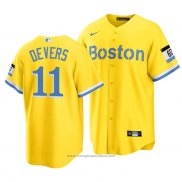 Maglia Baseball Uomo Boston Red Sox Rafael Devers 2021 City Connect Replica Or