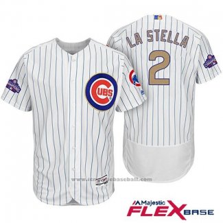 Maglia Baseball Uomo Chicago Cubs 2 Tommy La Stella Bianco Or Flex Base