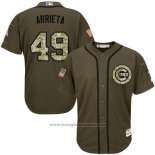 Maglia Baseball Uomo Chicago Cubs 49 Jake Arrieta Verde Salute To Service