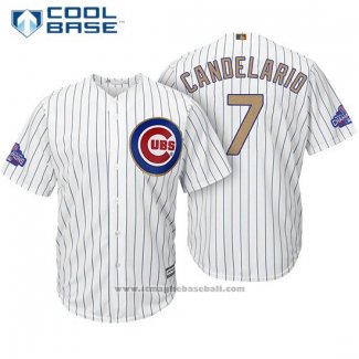 Maglia Baseball Uomo Chicago Cubs 7 Jeimer Candelario Bianco Or Cool Base