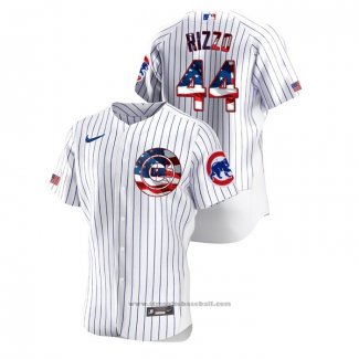 Maglia Baseball Uomo Chicago Cubs Anthony Rizzo 2020 Stars & Stripes 4th of July Bianco