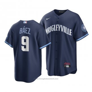 Maglia Baseball Uomo Chicago Cubs Javier Baez 2021 City Connect Replica Blu