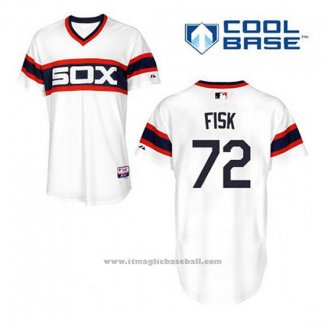 Maglia Baseball Uomo Chicago White Sox 72 Carlton Fisk Bianco Alternato Cool Base