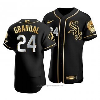 Maglia Baseball Uomo Chicago White Sox Yasmani Grandal Golden Edition Autentico Nero